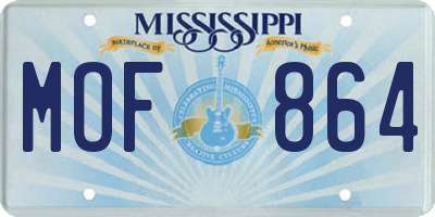 MS license plate MOF864