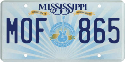 MS license plate MOF865