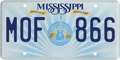 MS license plate MOF866