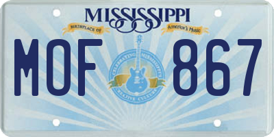 MS license plate MOF867