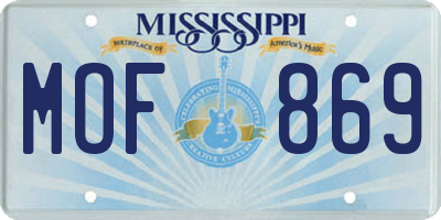 MS license plate MOF869