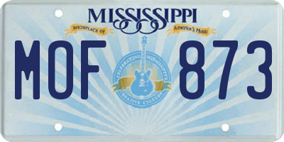 MS license plate MOF873