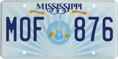 MS license plate MOF876