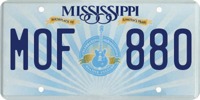 MS license plate MOF880