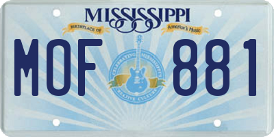 MS license plate MOF881