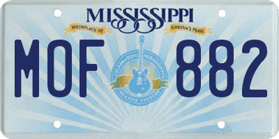 MS license plate MOF882