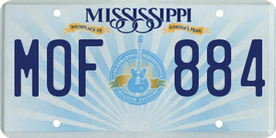 MS license plate MOF884