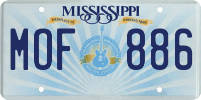 MS license plate MOF886