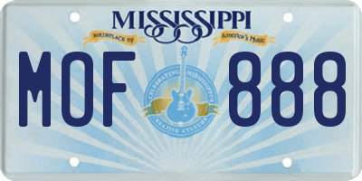 MS license plate MOF888