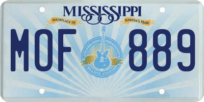 MS license plate MOF889