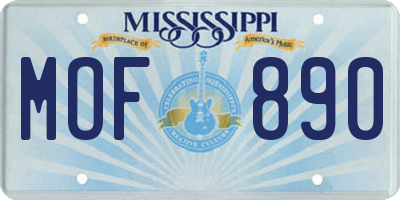 MS license plate MOF890