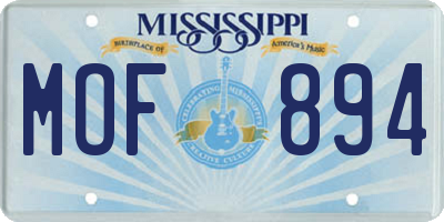 MS license plate MOF894