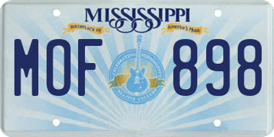 MS license plate MOF898