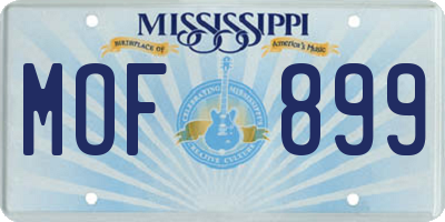 MS license plate MOF899