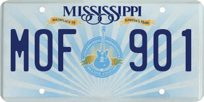 MS license plate MOF901