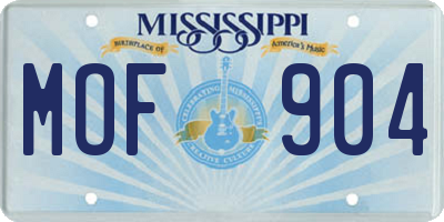 MS license plate MOF904