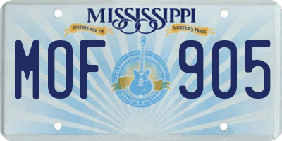 MS license plate MOF905