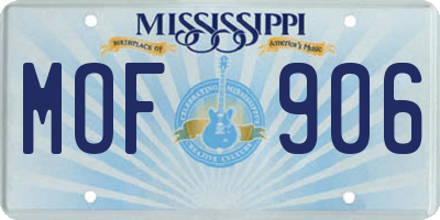 MS license plate MOF906