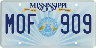 MS license plate MOF909