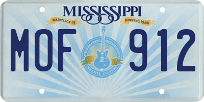 MS license plate MOF912