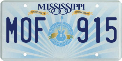 MS license plate MOF915