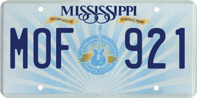 MS license plate MOF921