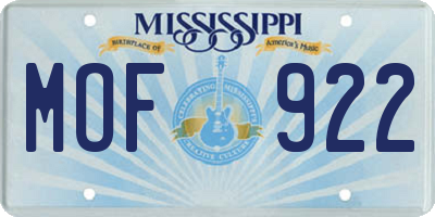MS license plate MOF922