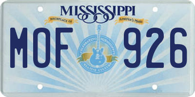 MS license plate MOF926