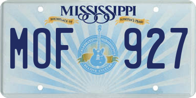 MS license plate MOF927