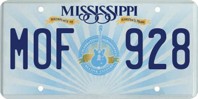 MS license plate MOF928