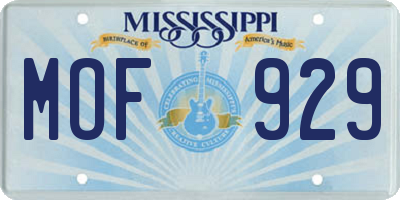MS license plate MOF929