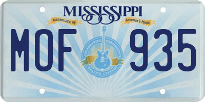 MS license plate MOF935