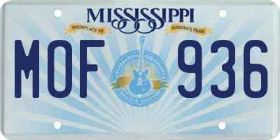 MS license plate MOF936
