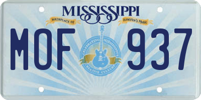 MS license plate MOF937
