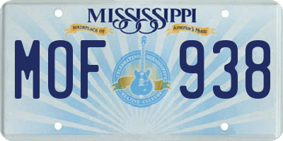MS license plate MOF938