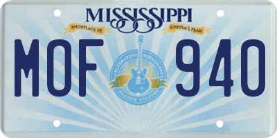 MS license plate MOF940