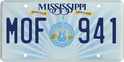 MS license plate MOF941