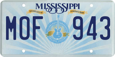 MS license plate MOF943