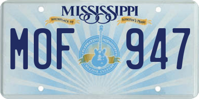MS license plate MOF947