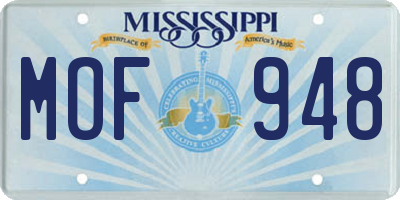 MS license plate MOF948