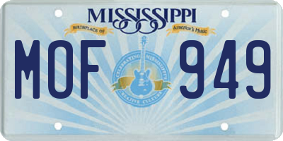 MS license plate MOF949