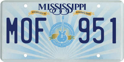 MS license plate MOF951