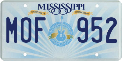 MS license plate MOF952