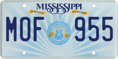 MS license plate MOF955