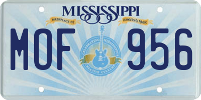 MS license plate MOF956