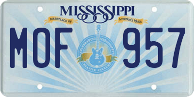 MS license plate MOF957