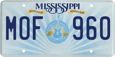 MS license plate MOF960