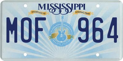 MS license plate MOF964