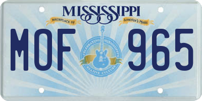 MS license plate MOF965