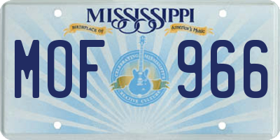 MS license plate MOF966